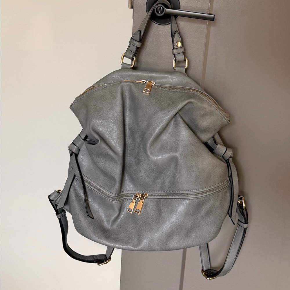 Sole Society Gray Leather Backpack